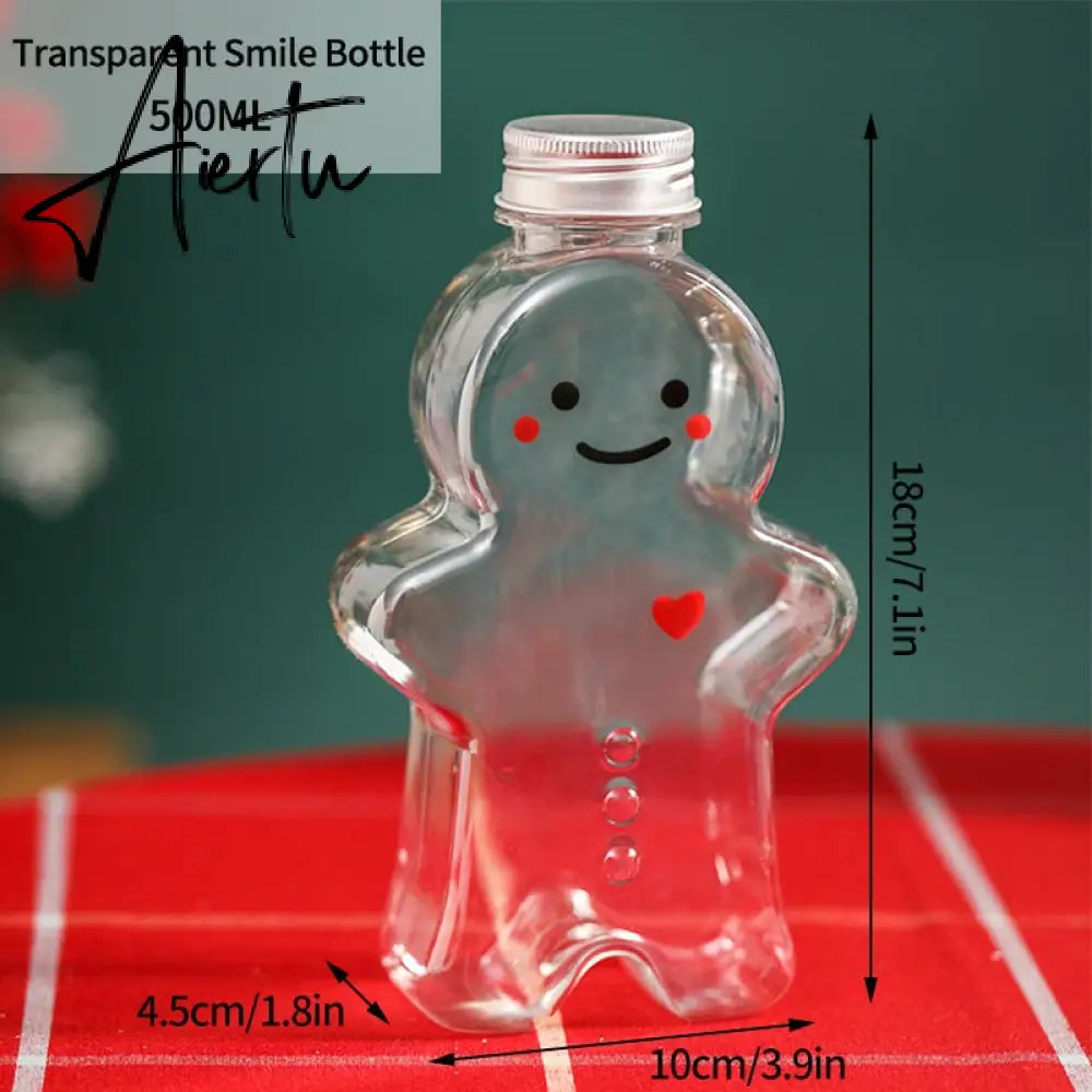 Portable Shaker Water Bottle Gingerbread Man Drinking Cup Milk Tea Drink Bottle Christmas Kids Gifts Xmas Decor Navidad 500ml Aiertu