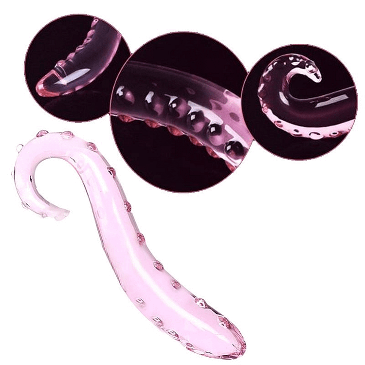 Pornhint Hippocampus Shape Pink Glass Dildo Penis Cock Anal Plug Adult Sex Toys Female