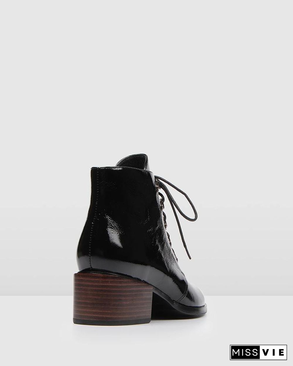 Lace-Up Pointed Heeled Boots