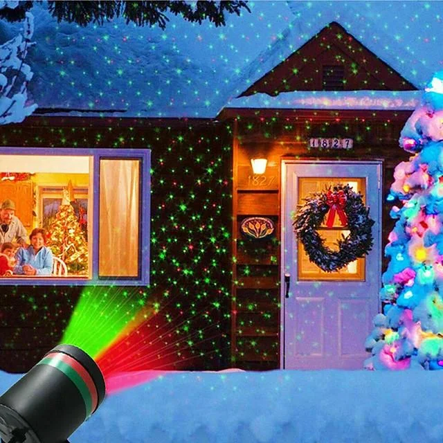 Moving Full Sky Star Laser Projector Landscape Lighting Red&Green Christmas Party LED Stage Light Outdoor Garden Lawn Decorative  Laser Lamp