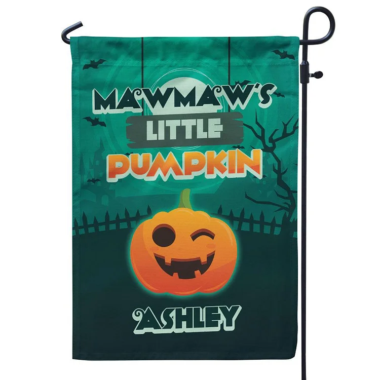 Personalized Halloween Garden Flag Custom 1 Name Flag "Grandma's Little Pumpkins"