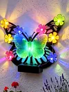 Solar-Powered Wall Lamp Painted Butterflies Decorative Light with Flower LED Waterproof Solar Ambient Landscape Light Hollow Out Wall Decoration Lights for Villa Garden Courtyard Decor