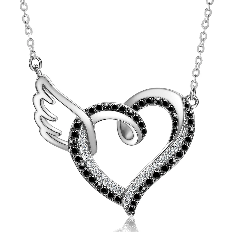 For Memorial - I’ll Hold You in My Heart Until I Can Hold You in Heaven Black Diamond Necklace