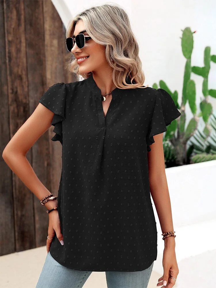 Summer Chiffon Women Blouses For And Tops 2023 New Fashion V Neck Short Sleeve Office Work Lady Shirt Plus Size Casual Blouse