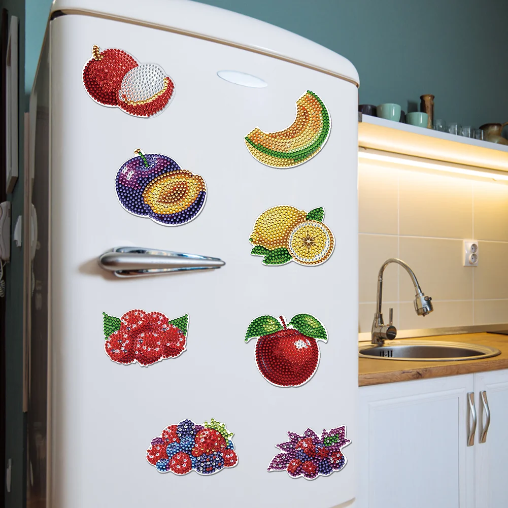12Pcs Diamond Art Magnets Fridge Sticker Set for Adults Beginners (CN562 Fruit)