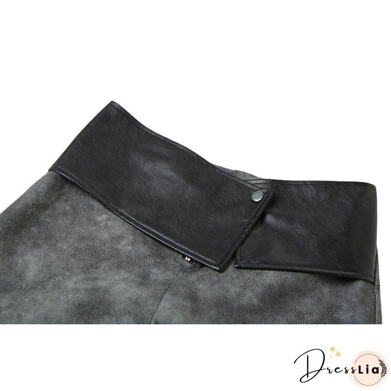 Sfumato Pattern Design Suede Wide Leg Pants