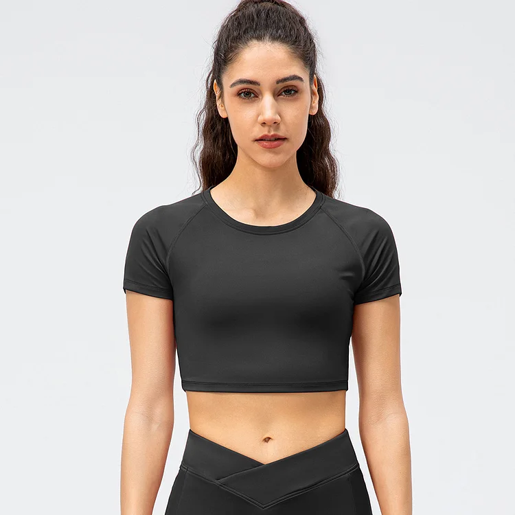 PASUXI Spring Summer Women's Sports Yoga Tight Fitting Running Gym Fitness Quick Drying Yoga Short Sleeved Women's T-shirts huanwei
