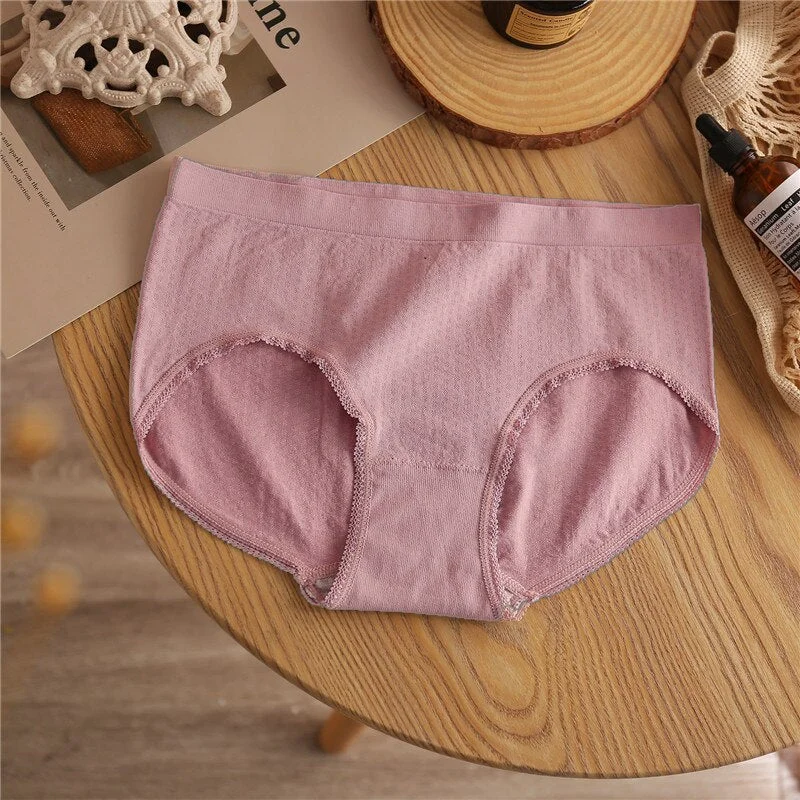 Women's Cotton Panties Breathable Briefs Soft Panty Underwear Female Intimate Seamless High Waist For Women Sexy Lace Lingerie