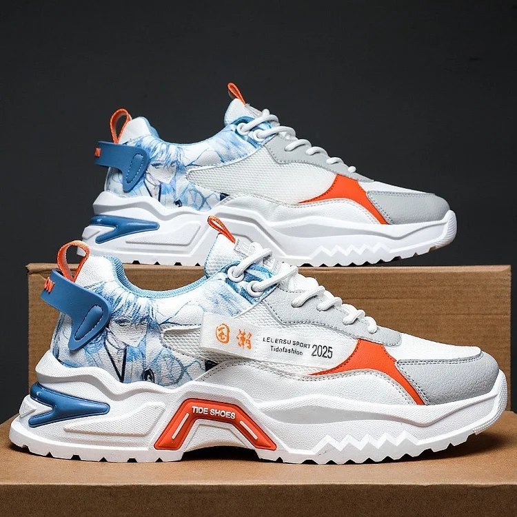 Traceeye Trendy Men's Sports Shoes 2025 Men's Lace-up Platform Shoes Breathable Mesh Running Shoes Casual and Versatile Shoes Zapatos