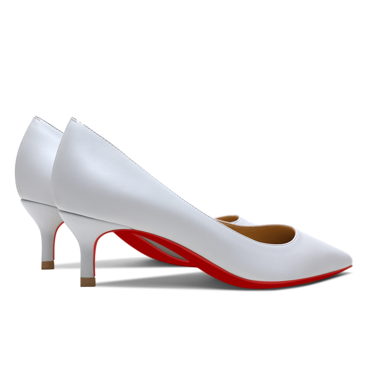 50mm Pointed Toe Red Bottom Kitten Heels Daily Wear Matte Pumps for Women-MERUMOTE