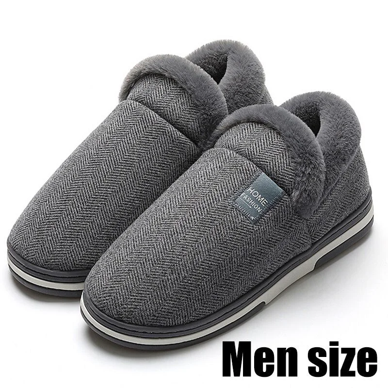 Home Slippers for Men Slip On Comfortable Winter Slippers Men Soft Indoor Shoes Solid Warm House Slippers Male High Quality