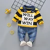 Kid Baby Boy Striped Long Sleeve Top + Bottoms 2 Pcs Set