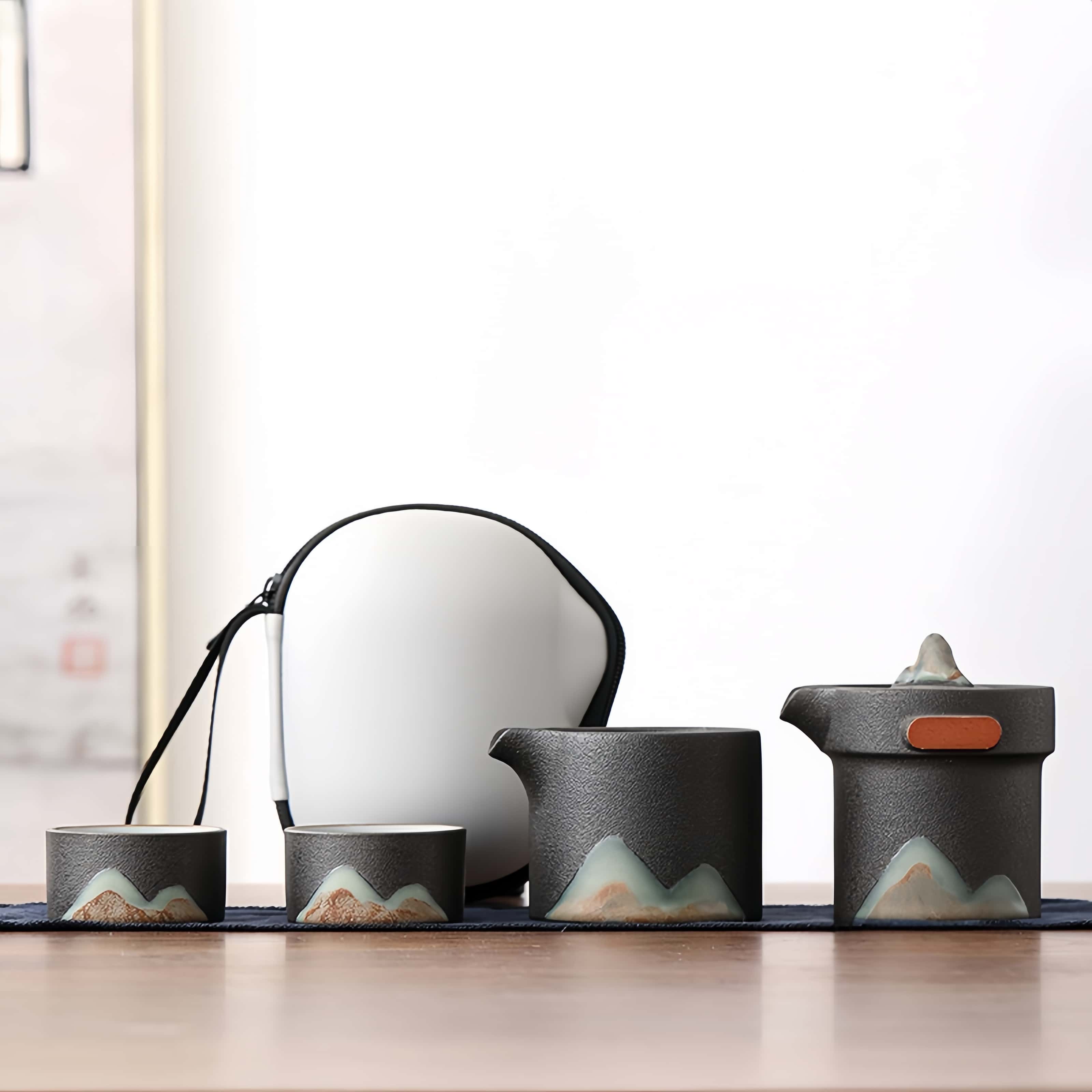 FromTea "Breeze From Mountain Afar" Handmade Black Pottery Tea Set  福建省德化县大境陶瓷有限公司_Fromtea&reg; Official Store