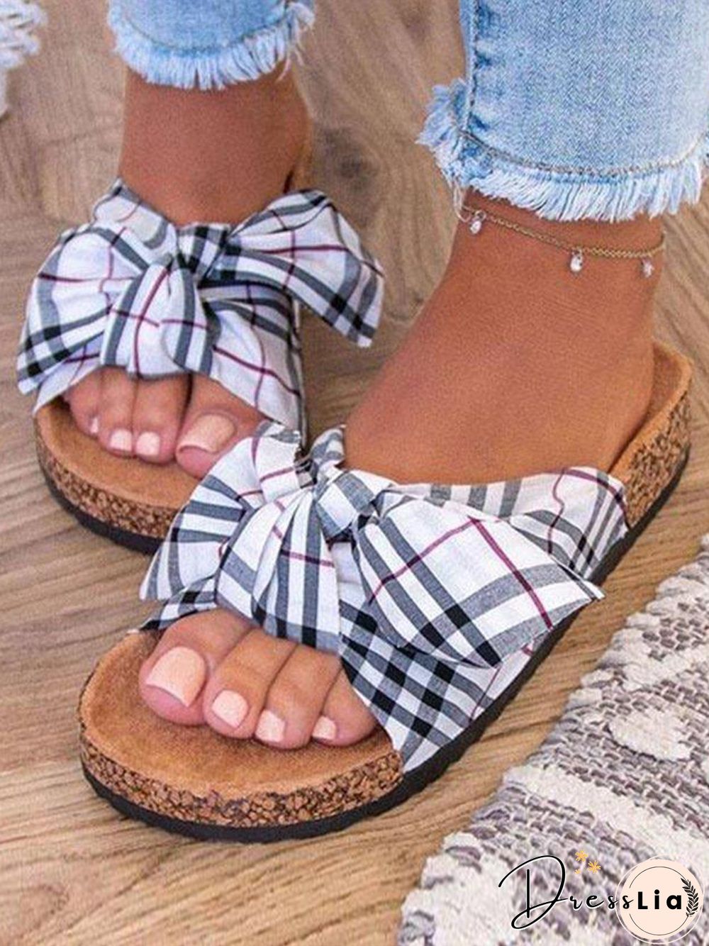 Bowknot home flat with sandals and beach drag