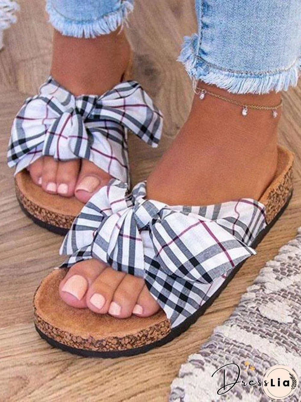 Bowknot home flat with sandals and beach drag