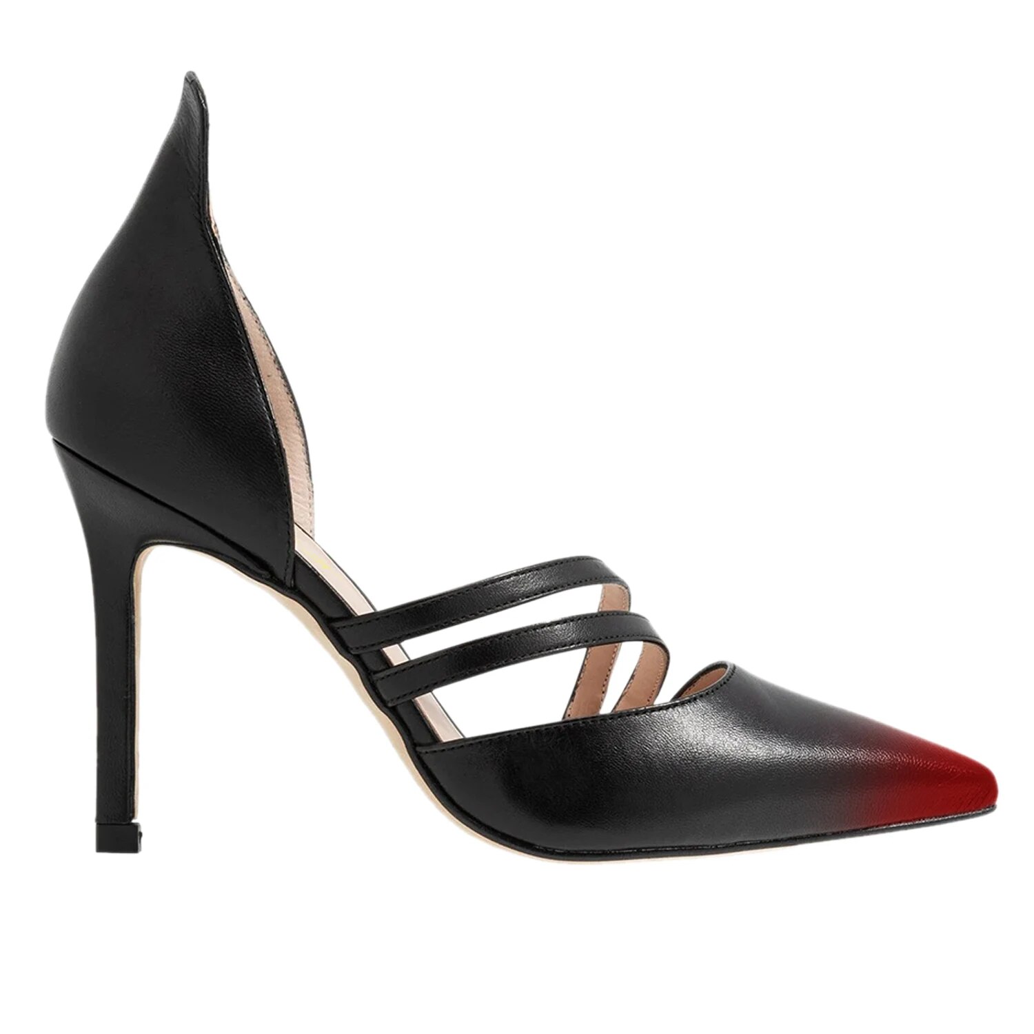 TAAFO Black High Thin Heels Pumps Women Red Pointed Toe Ladies Party Office Shoes