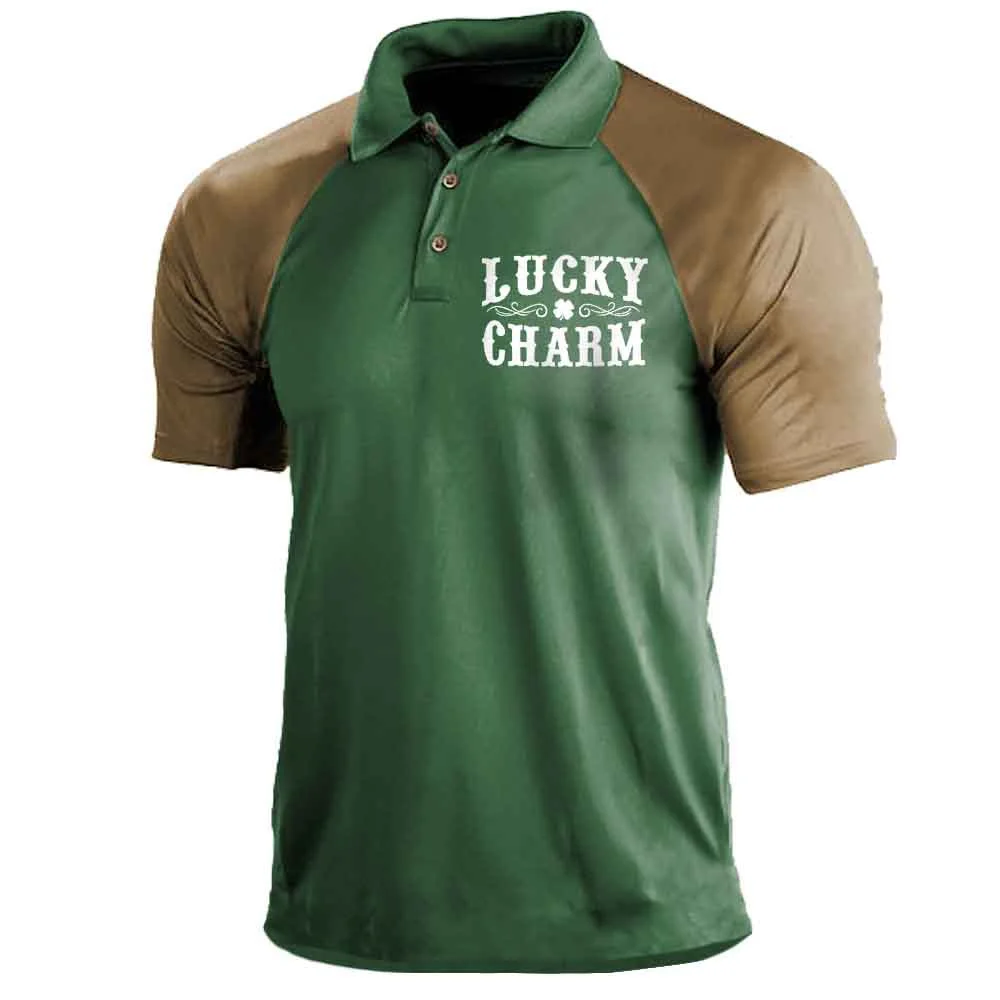 Men's Polo T-Shirt Lucky Charm St. Patrick's Day Short Sleeve Summer Color Block Daily Tops