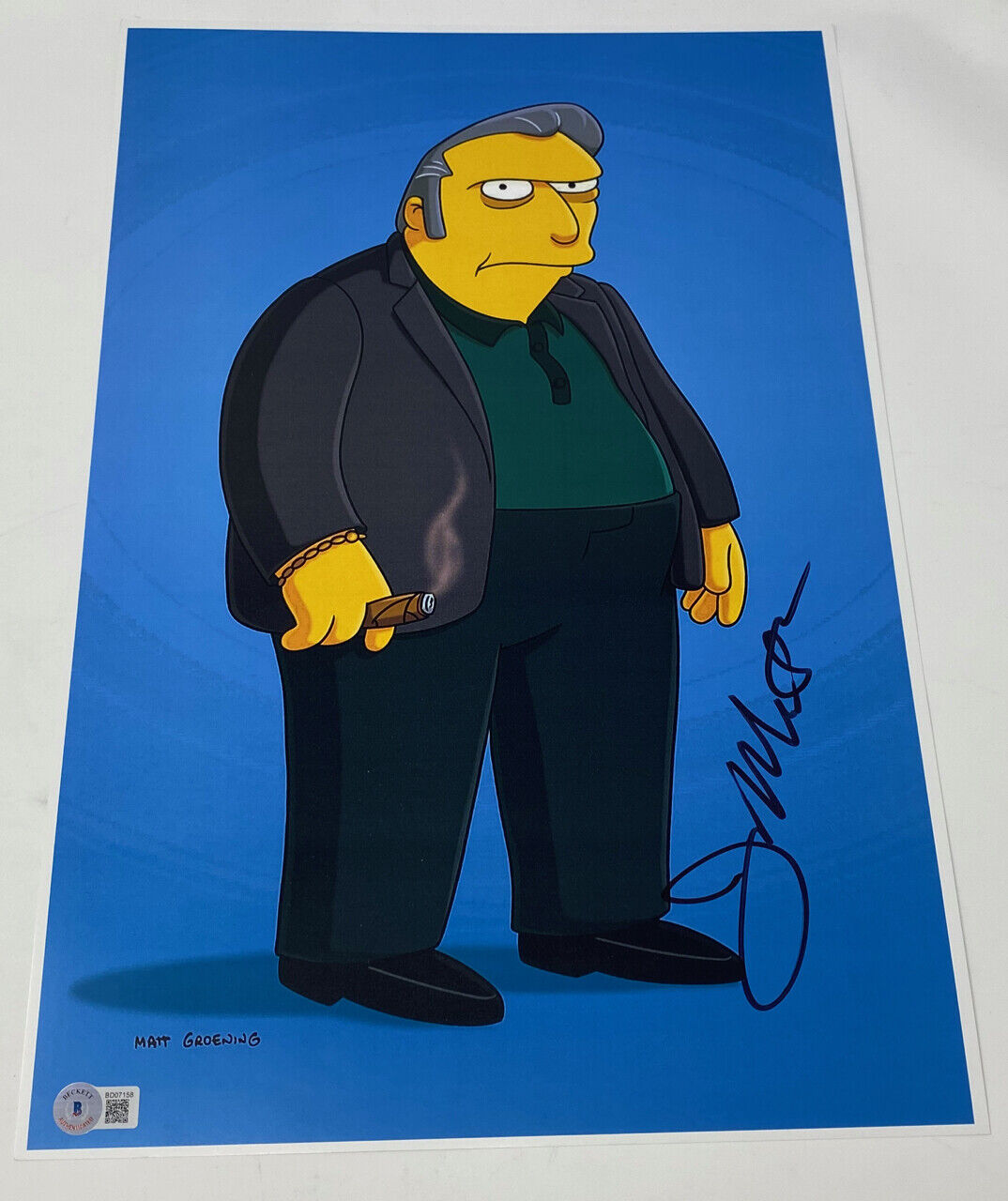 Joe Mantegna Signed The Simpsons 12x18 Poster Photo Poster painting Fat Tony Beckett BAS COA