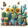 Cactus 5d bricolage rond full drill dimond peintures kit pour décoration murale de la maison 40x40cm