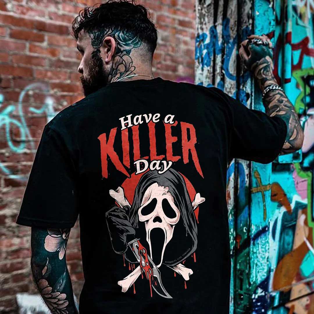 Have A Killer Day Skull Printed Men's T-shirt -  