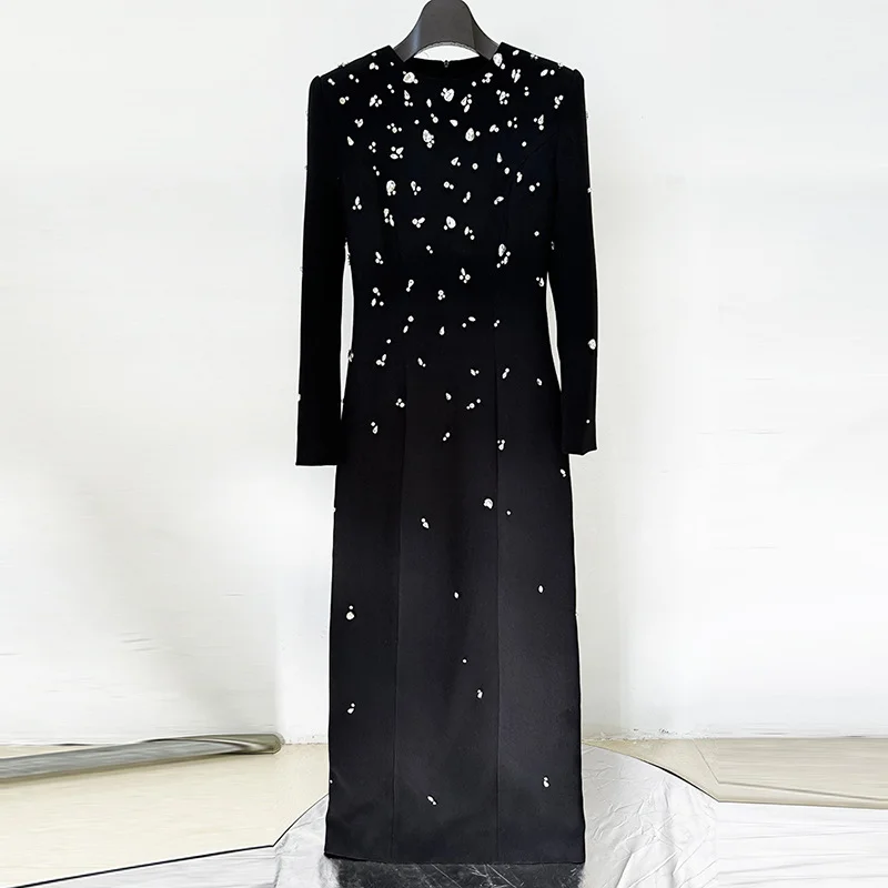 Nigikala Nigikala Star Temperament Elegant Heavy Industry Nails And Diamonds Long Sleeve Long Dress Dress Dress Dress