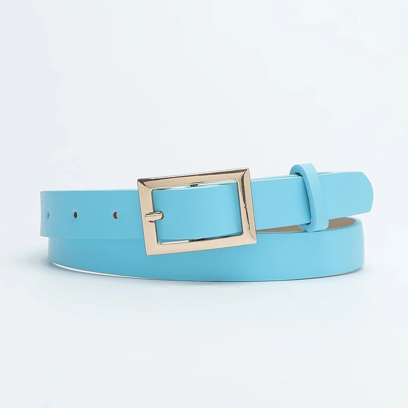Minimalist Solid Color Pu Leather Alloy Unisex Leather Belts