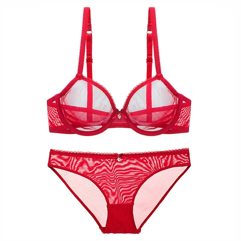 Varsbaby Sexy Lace Red Color Christmas Underwear New Year Bra Set For Women