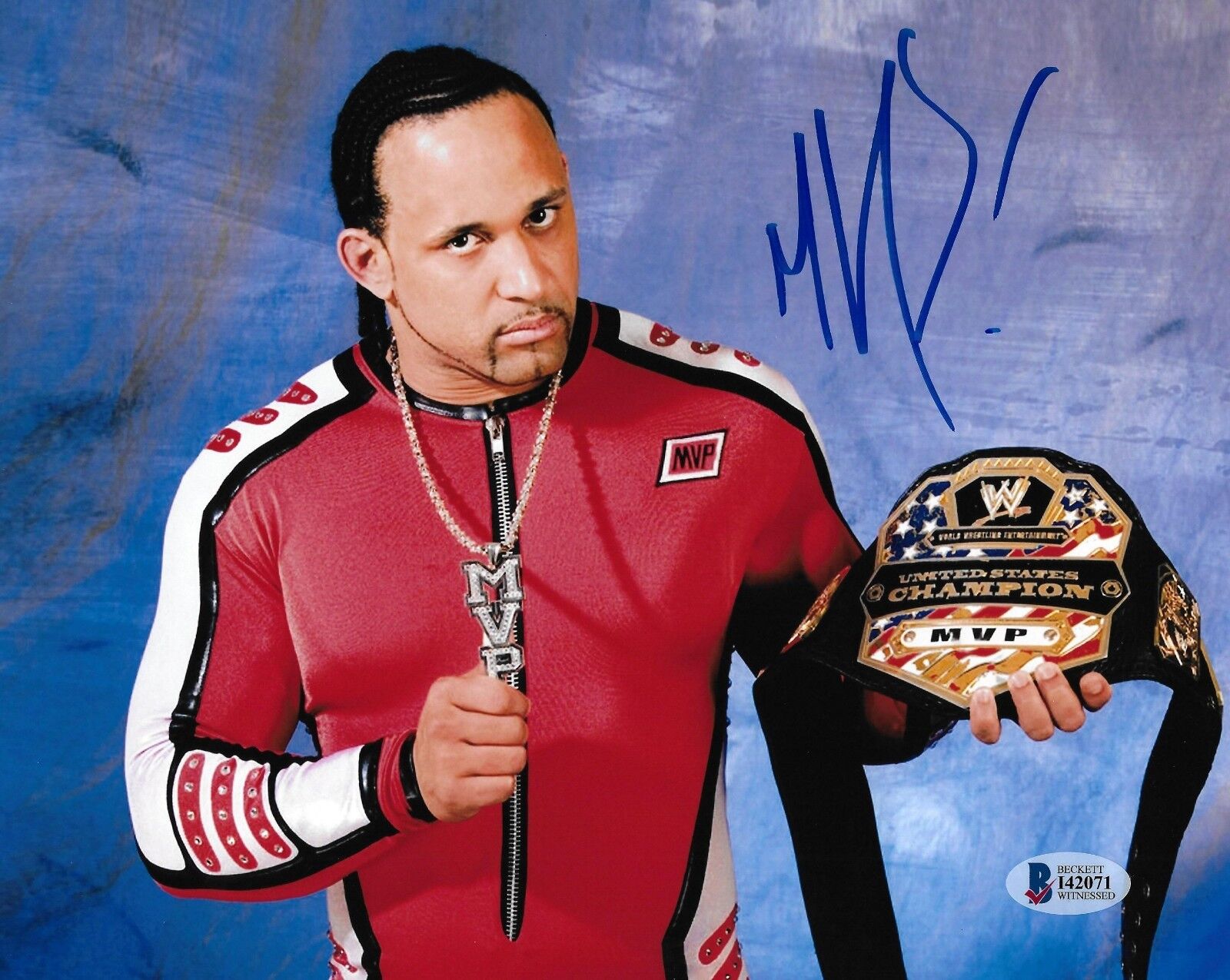 MVP Montel Vontavious Porter Signed 8x10 Photo Poster painting BAS Beckett COA WWE Belt Picture