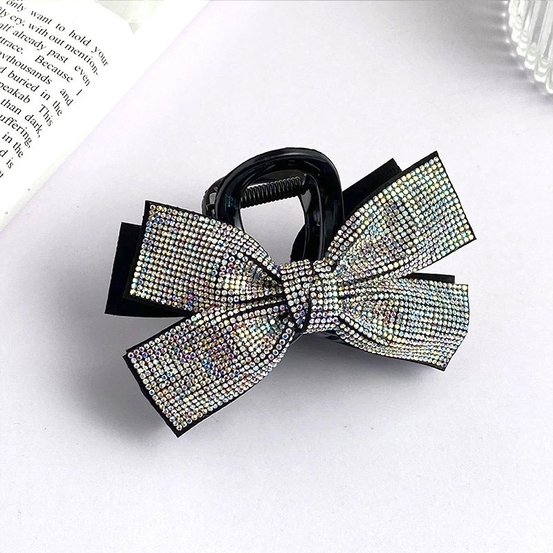 Women’s Minimalist Commute Bow Knot Plastic Inlay Rhinestones Hair Claws