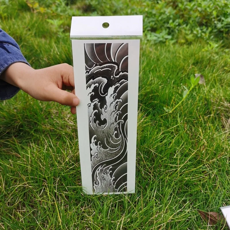 Waterproof Flower Arm Temporary Tattoo Sticker Chinese Wind Arm Ring Wave Art Dec Fake Tattoo Men Women Foot Ring Tattoo Sticker