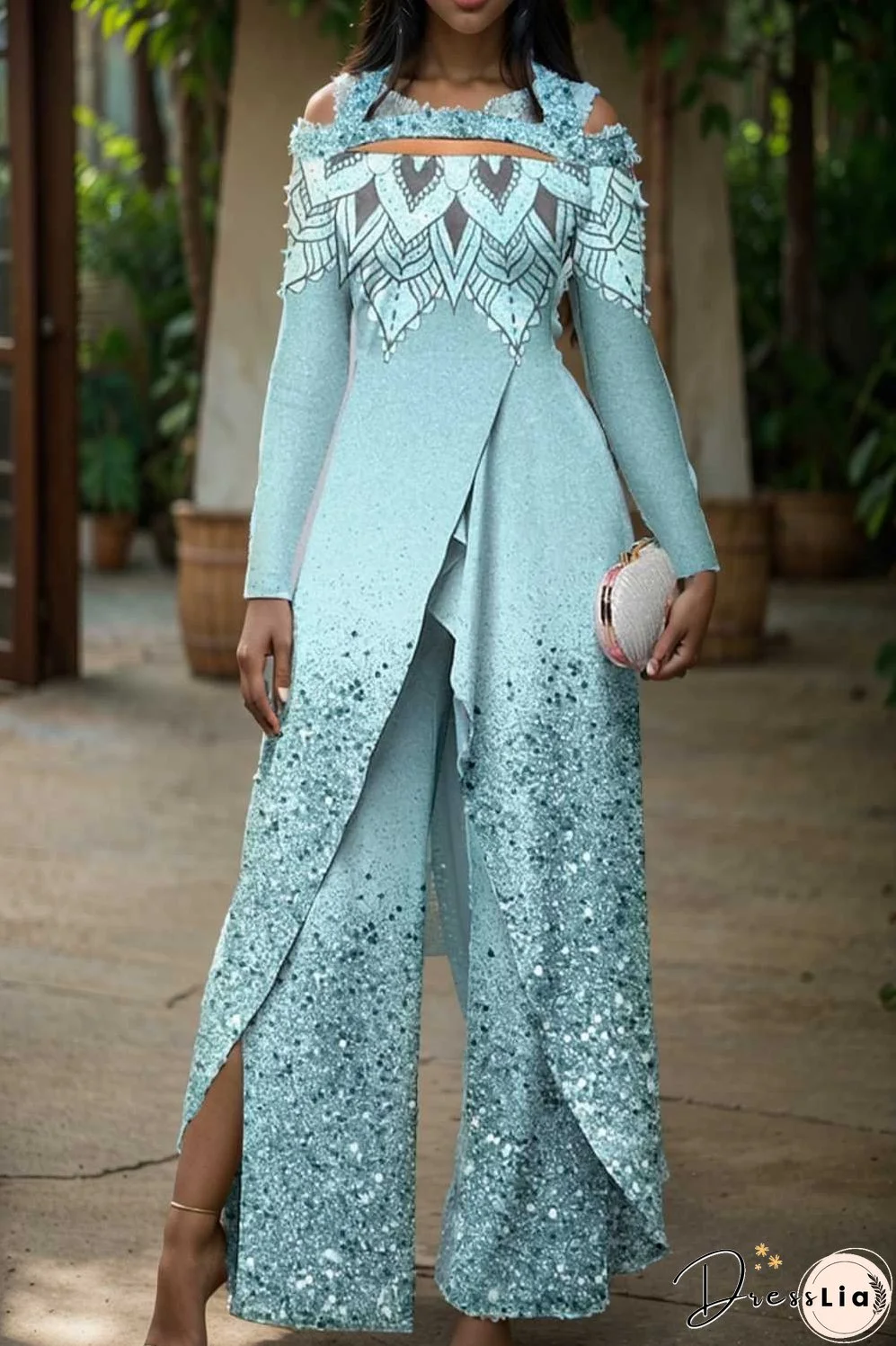 elegant gradient print off shoulder women s jumpsuit