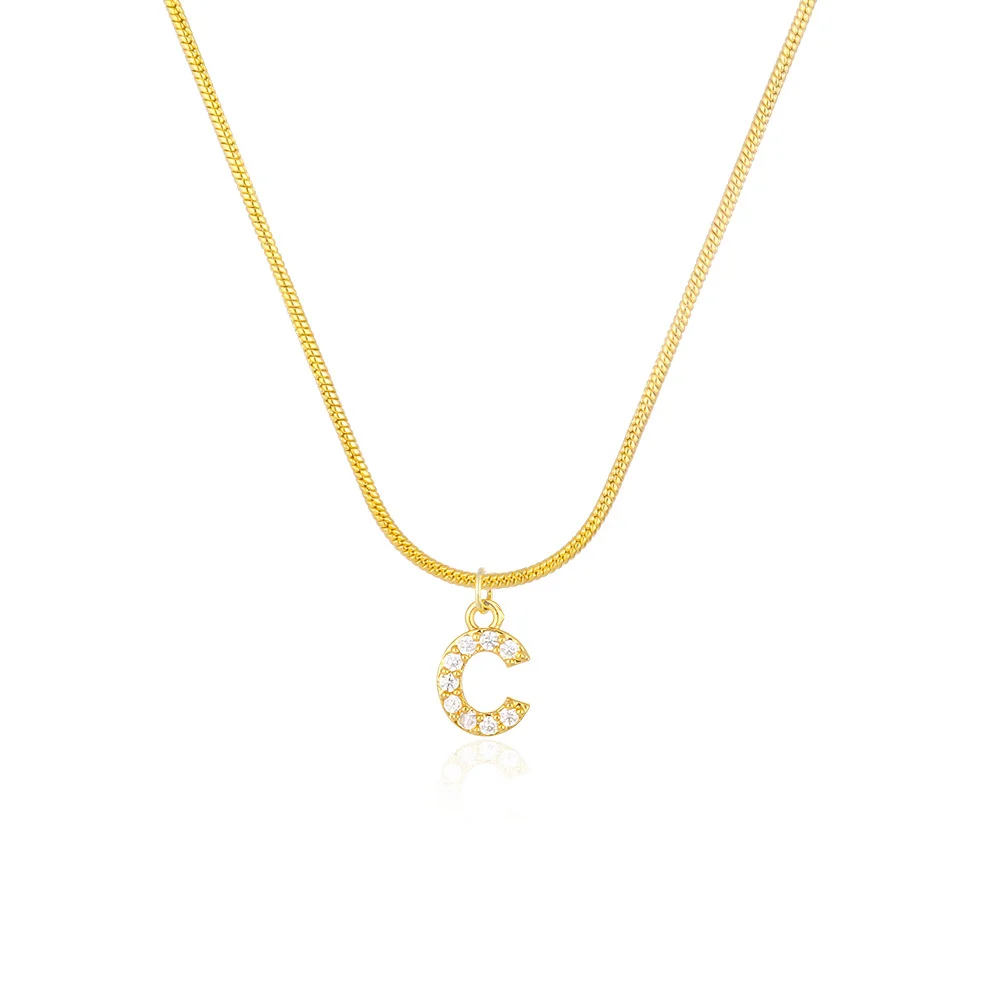 English alphabet round snake chain clavicle chain