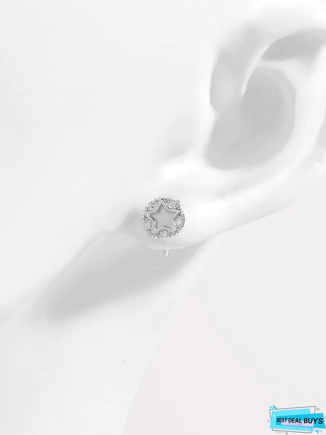 925 Sterling Silver Zircon Star Stud Earrings