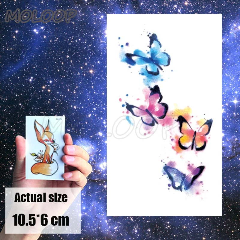 Tattoo Sticker Little Half Face Cat Element Small Animal Flower Water Transfer Temporary Fake Body Art Tatoo for Kid Girl Boy