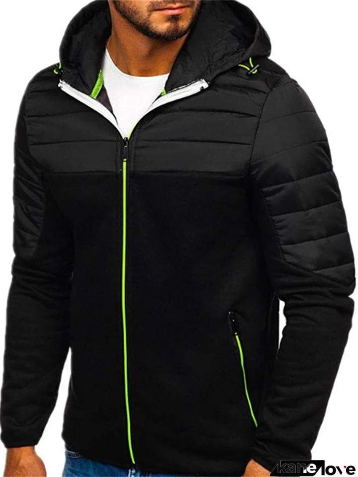 Men's Stylish Contrast Color Full Zip Up Hoodies