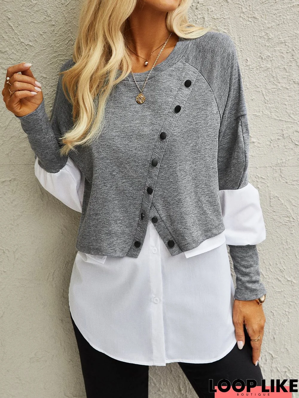 Crew Neck Casual Plain tunic