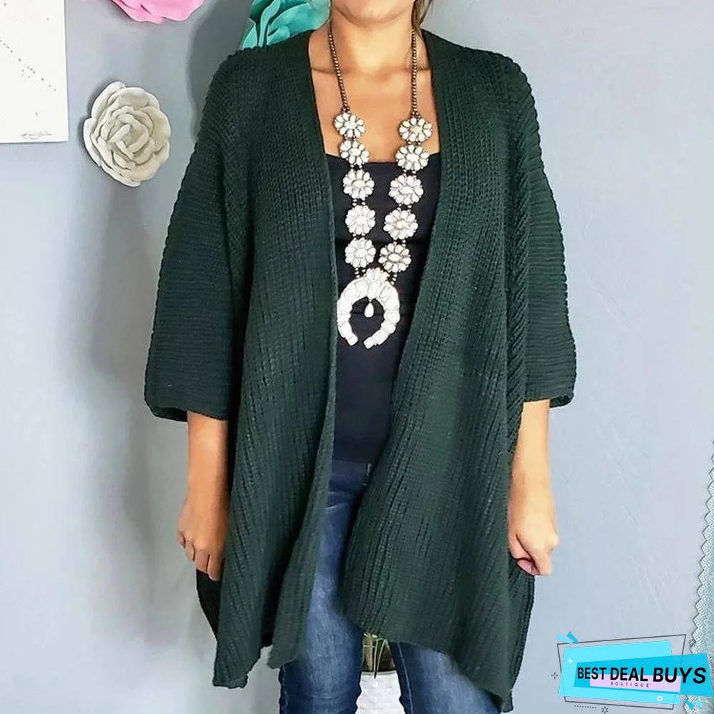Plain Loose Outdoor Knitted Cardigan