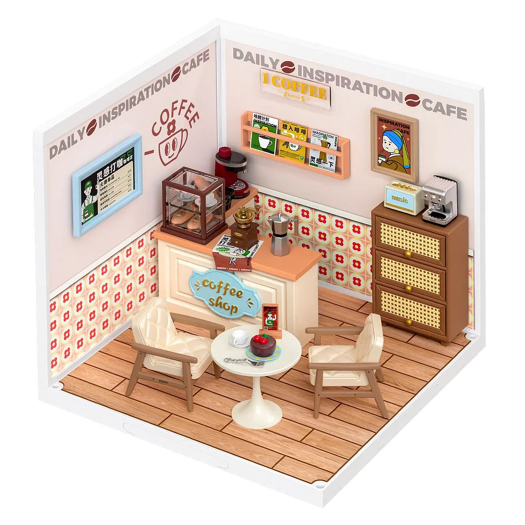 Rolife Super Creator Daily Inspiration Cafe Plastic DIY Miniature House Kit DW001