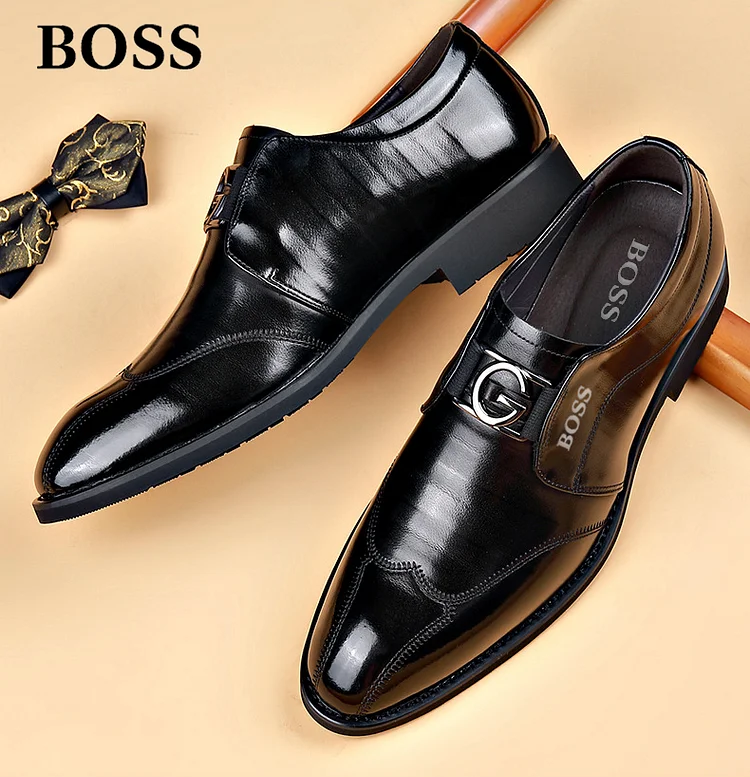 Buty sk&oacute;rzane BOSS&reg; z haftowanym noskiem