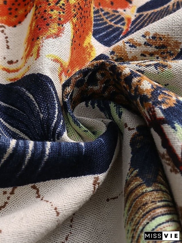 Women's Shift Dress Maxi Long Dress Red Navy Blue Yellow Half Sleeve Floral Print Spring Summer Round Neck Casual