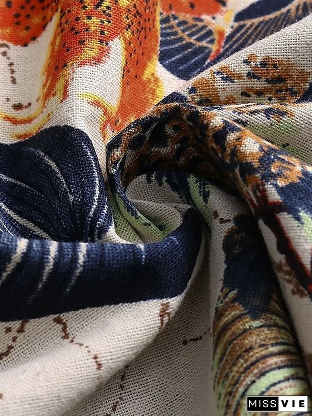 Women's Shift Dress Maxi Long Dress Red Navy Blue Yellow Half Sleeve Floral Print Spring Summer Round Neck Casual