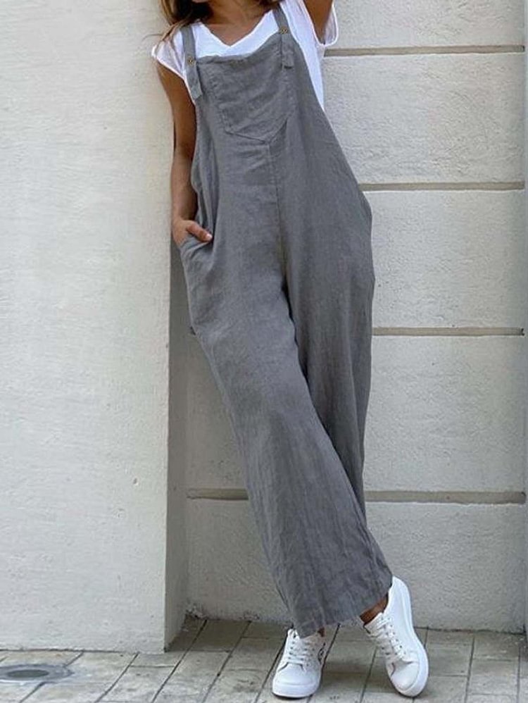 Strap Solid Color Long Jumpsuit