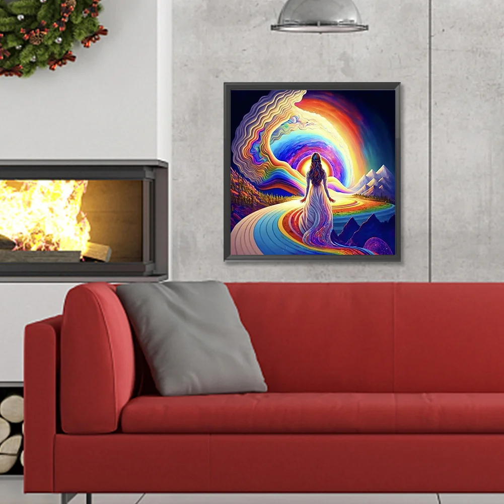 Diamond Painting - Full Round Drill - Rainbow Girl(Canvas|30*30cm)