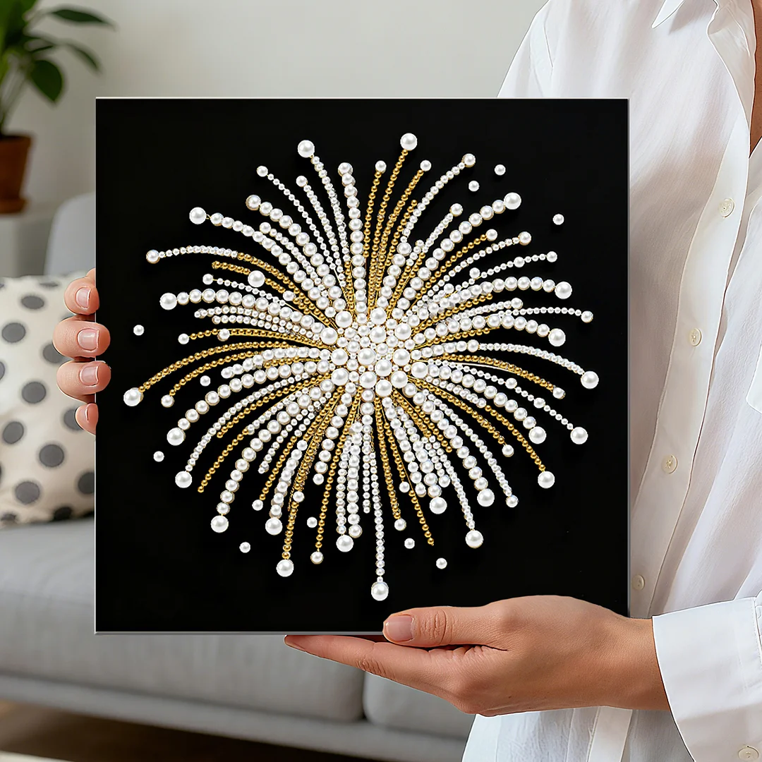 Fireworks DIY Pearl Diamond Art Kit for Adults Home Decor 25x25cm With Frame