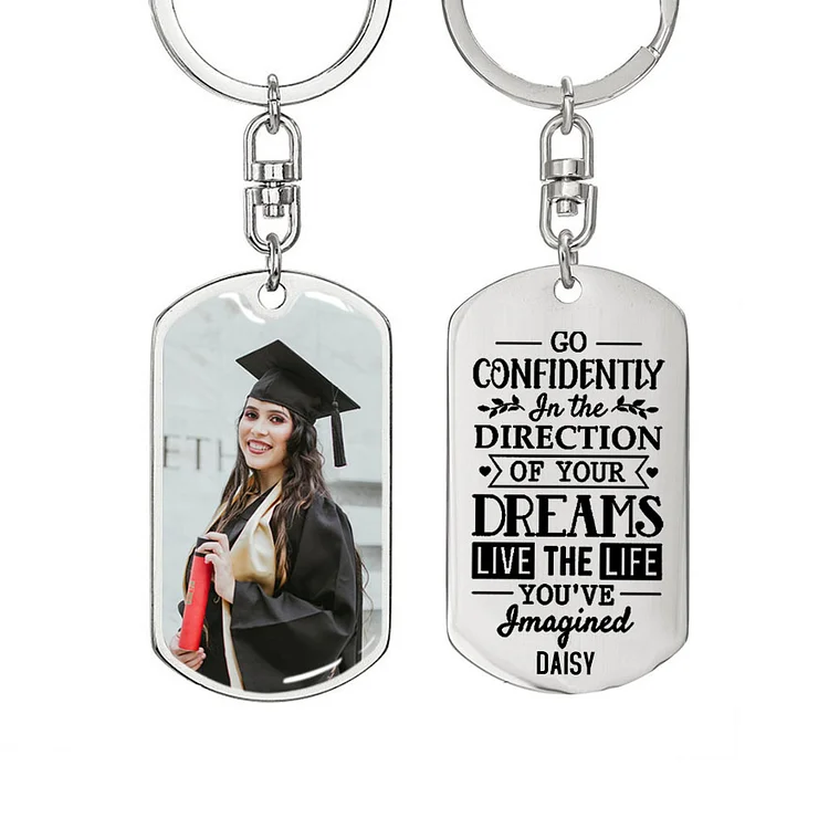 Personalized Go confidently Photo Keychain Graduation Gifts for Kids