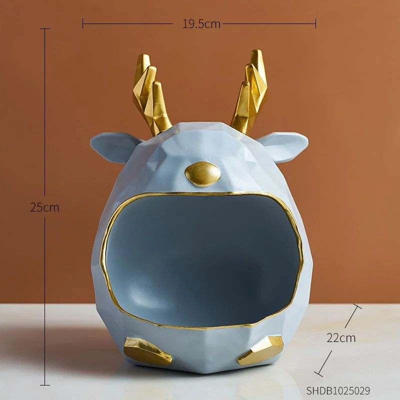 Resin Elk Deer Statue Home Decoration Accessories Artware Sculpture Abstract Decor Jewelry Storage Box Office Desktop Decoration