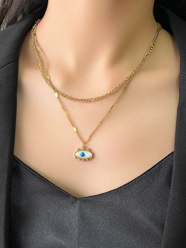 Adjustable Double Layered Eye Shape Necklaces Accessories