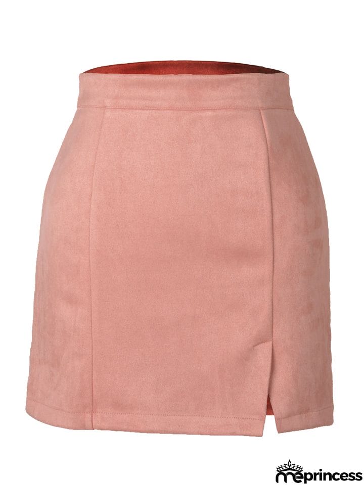 Women's Sexy A Line Suede High Waisted Skirts