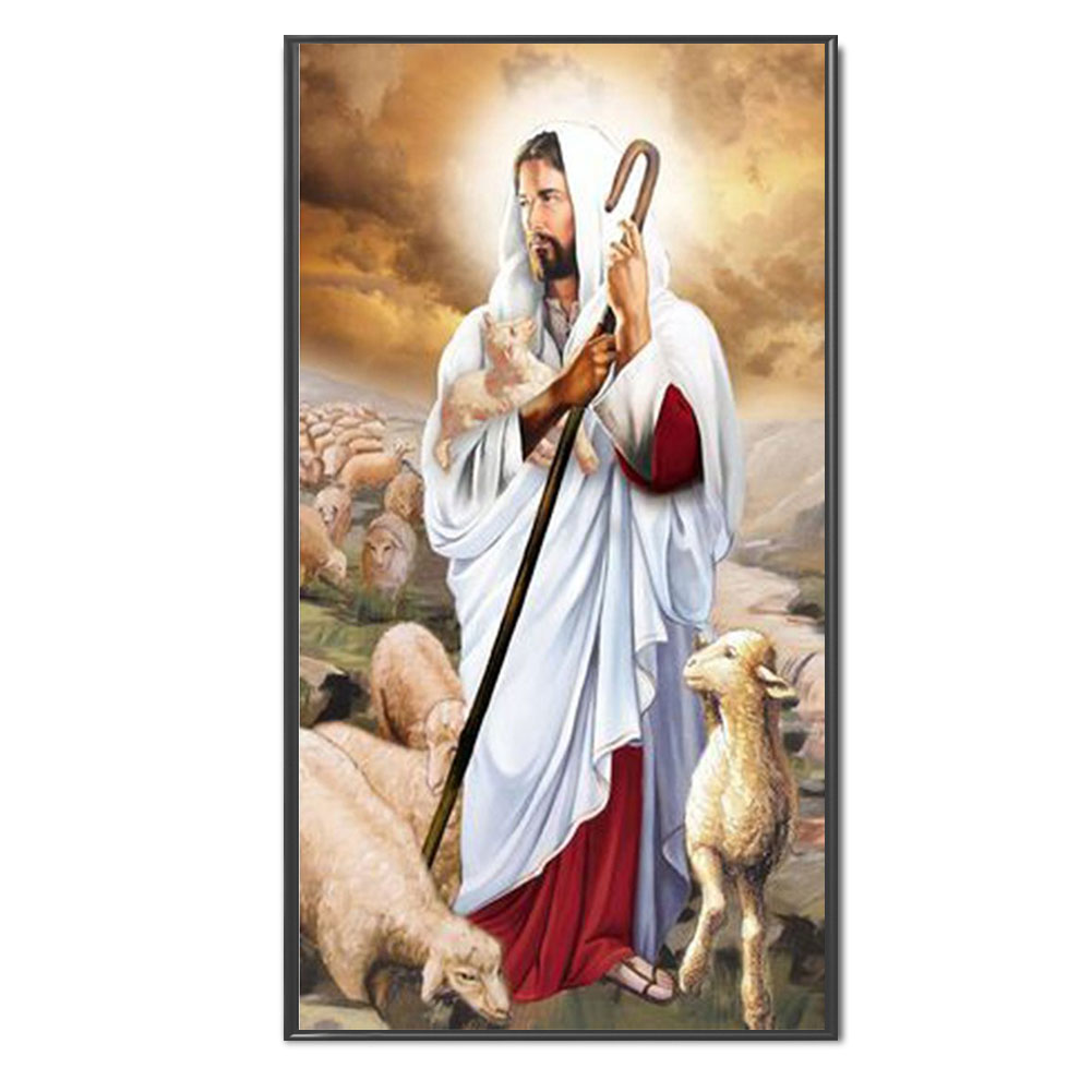 

Priest and Lambs - 11CT Stamped Cross Stitch - 40*70CM (Big Size), 501 Original