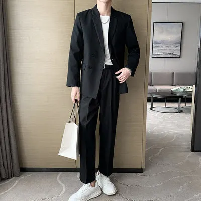 Seersucker Suit Solid Color Small Suit Two Two-Piece Set